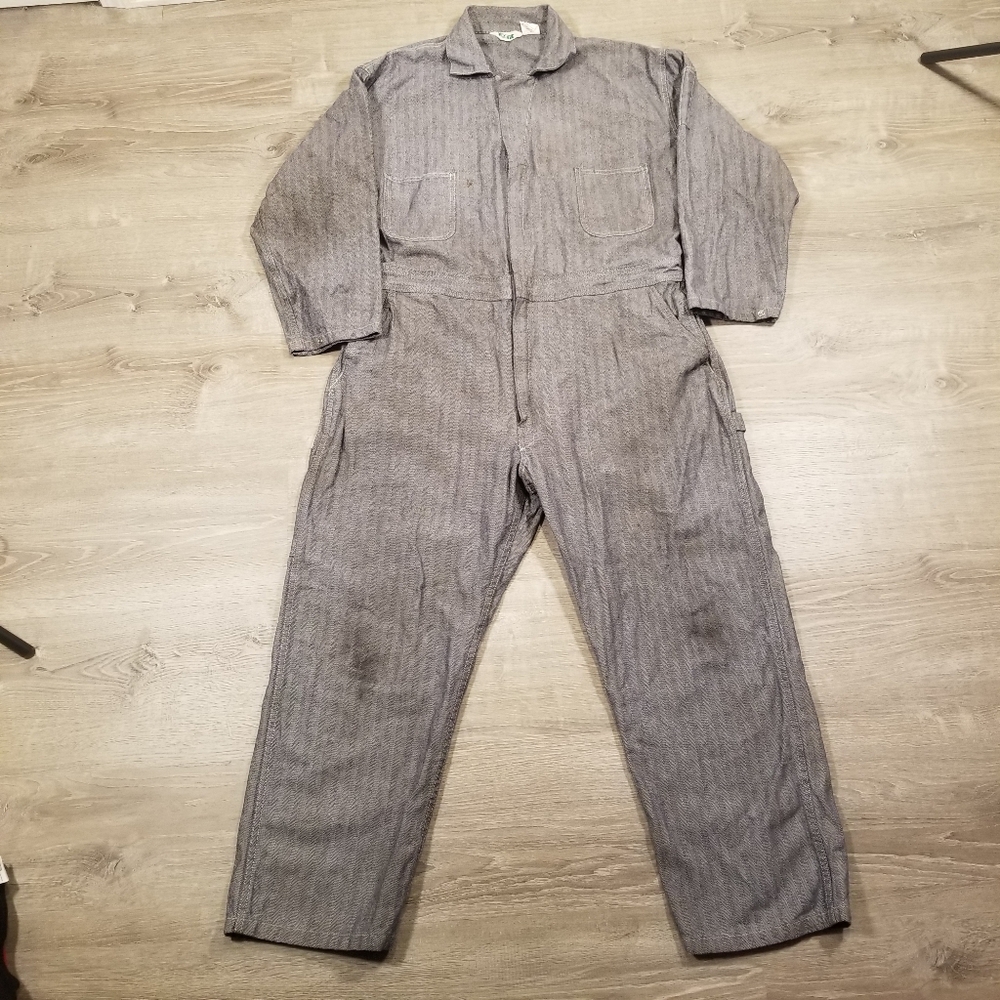 VTG 70s 80s Key Imperial Mens Coveralls Mechanics Work Suit Size 48 Short Gray